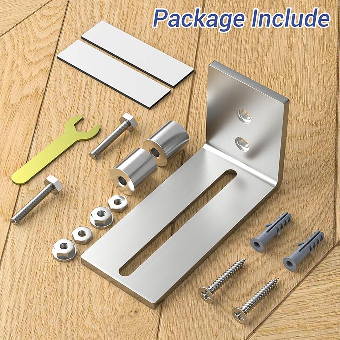 1 PC Barn Door Bottom Floor Guide, Adjustable Roller Wall Mounted Stainless Steel Sliding Door Guides for Door Thick Up to 2 1/8" Easy Installation and Smooth Sliding Operation