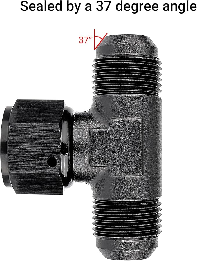EVIL ENERGY 12AN Male Tee Fitting Adaptor with AN12 Female Swivel on Side Black