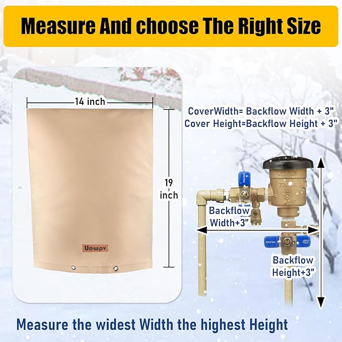 Backflow Preventer Cover Insulated-sprinkler covers for outside-With thicker 5 Layers Fabric,14"Wx19"H -Backflow insulation cover Protect water meters,sprinklers from damage during winter