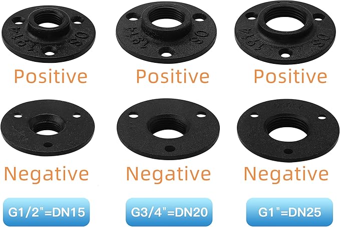 1/2" Antirust Black Floor Flange, Malleable iron Pipe Fittings for Industrial vintage style, Flanges with Threaded Hole for DIY Project/Furniture/Shelving Decoration (60, 1/2")