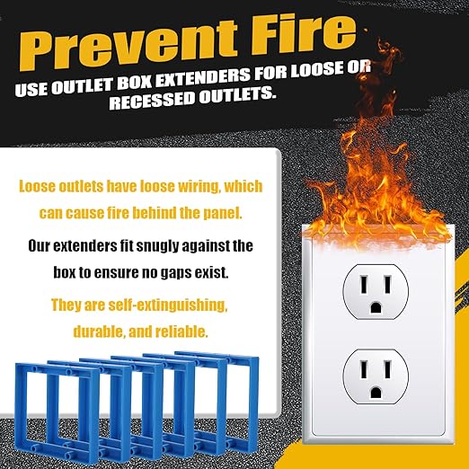 6Pcs Double Gang Outlet Box Extender Electrical Box Extenders with 24Pcs Screws, Receptacle Extenders 2 Gang Electrical Boxes for Electricals Boxes and Electricals Outlet Switches(Blue)(1/2in)