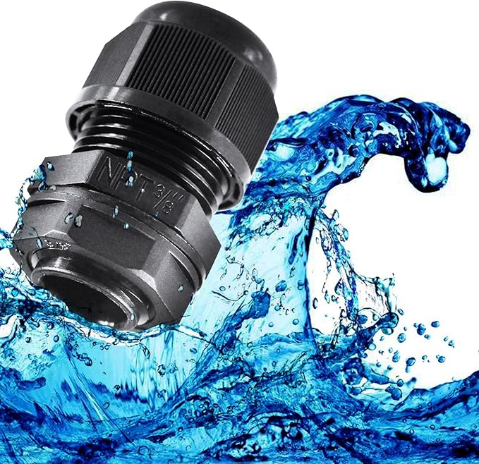 XHF 2 Pcs 3/4" IP68 Strain Relief Nylon Cord Grip NPT Cable Glands Adjustable UL Listed and RoHS Compliant (Black)
