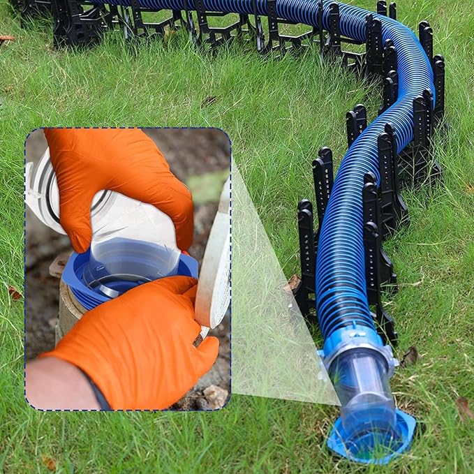 RV Sewer Hose Adapter - Heavy Duty Waste Drain Connector, Transparent Elbow Fitting with Adapter Rings, Leakproof Lock Design, Ideal for Trailer Motorhome Travel Outdoor