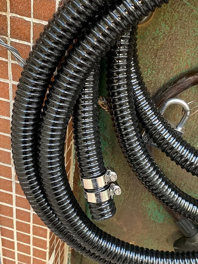 Corrugated Flexible Pond Tubing 1.5 Inch x 10 Feet with Clamps PVC Sump Pump Discharge Water Hose for Garden Ponds Waterfalls Camping Caravans Filters