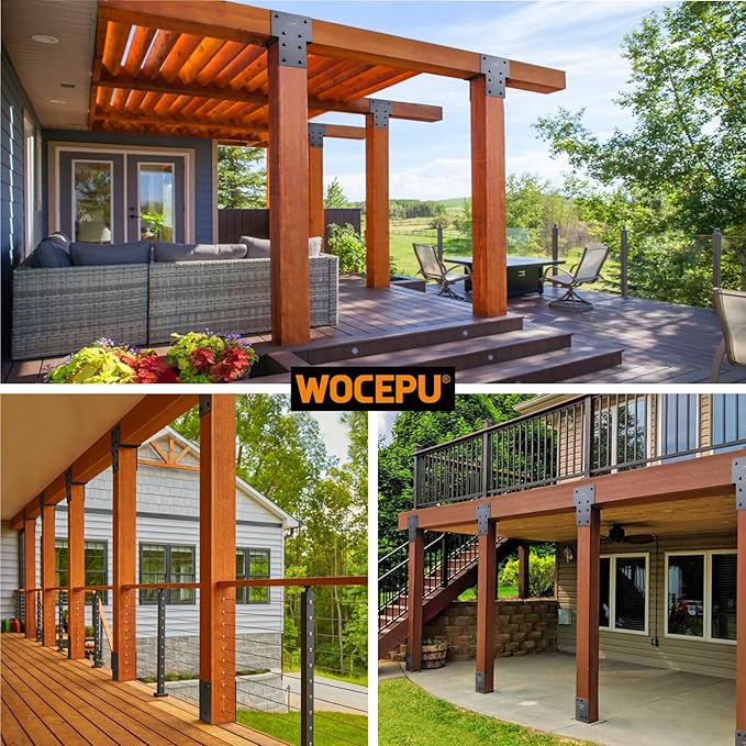 4 Pack Heavy Duty 6x6 (Actual 5.5"x5.5") Stainless Steel Post Caps Tie Bracket, Fit Connecting Wood Gazebo, Deck Patio Post and Wood Beams Bracket (Dark Ggray)