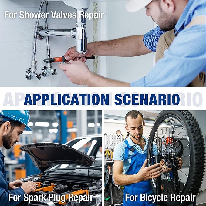 WORKPRO 9-Piece Shower Valve Socket Wrench Set with Bar Handle, for Bathroom Removal of Tub and Shower Valves, Home Plumbing Repairs, Double-Ended, Storage Bag Included