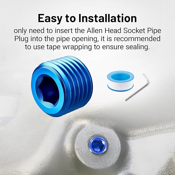 EVIL ENERGY 1/4" NPT Plugs Aluminum Socket Allen Head Blue, Pack of 2