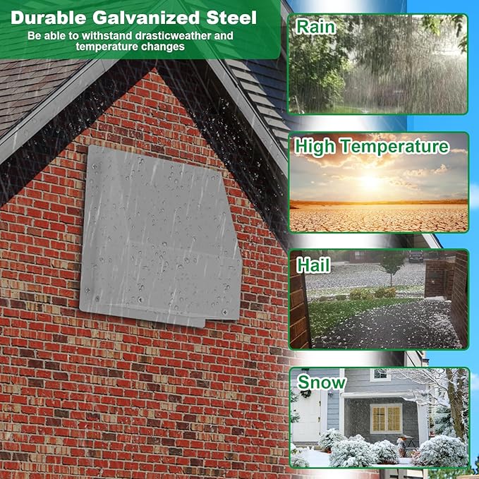 6 inch Wall Vent, Galvanized Steel Hooded Wall Vent with Damper & Screen, Outdoor Exterior Air Vent Cover, External Extractor Wall Vent Hood for House Kitchen Range HVAC Duct Dryer Ventilation