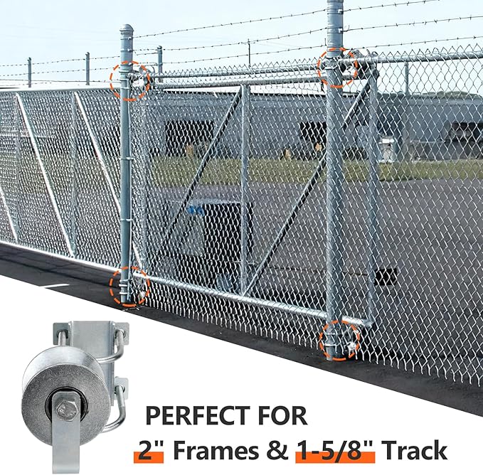 SPARKWHIZ Sliding Gate Rollers, Steel Rolling Gate Hardware for 2'' (1-7/8'') Gate Frame & 1-5/8'' Track Pipe, Double U Bolt, 2 Pack
