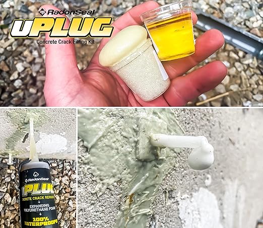 uPlug DIY Foundation Crack Repair Kit (10-FT) – Foam Filler & Injection Sealant for Concrete Walls