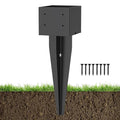 1 Pcs 6"x6" Fence Post Anchor Ground Spike 17"(Actual 5.6"x5.6") Heavy Duty Metal Fence Post Anchor with Black Powder-Coated for Deck,Fence,Porch,Railing,Mailbox