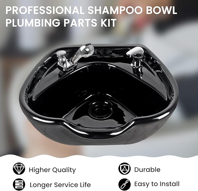 Professional Salon Shampoo Bowl Faucet for Home, Chrome Hose Replacement Set, Sprayer With Vacuum Breaker, Bath Accessories