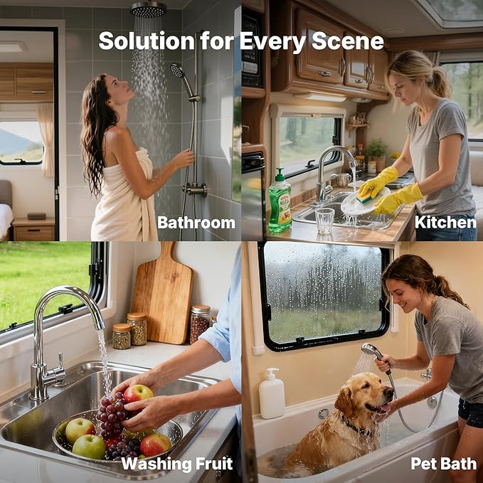 Ranein 65,000 BTU RV Tankless Water Heater, High Altitude Available, 12V, CSA Certificated, with Thermostatic Chamber and Multi-function Controller, On Demand Instant Hot Water Heater