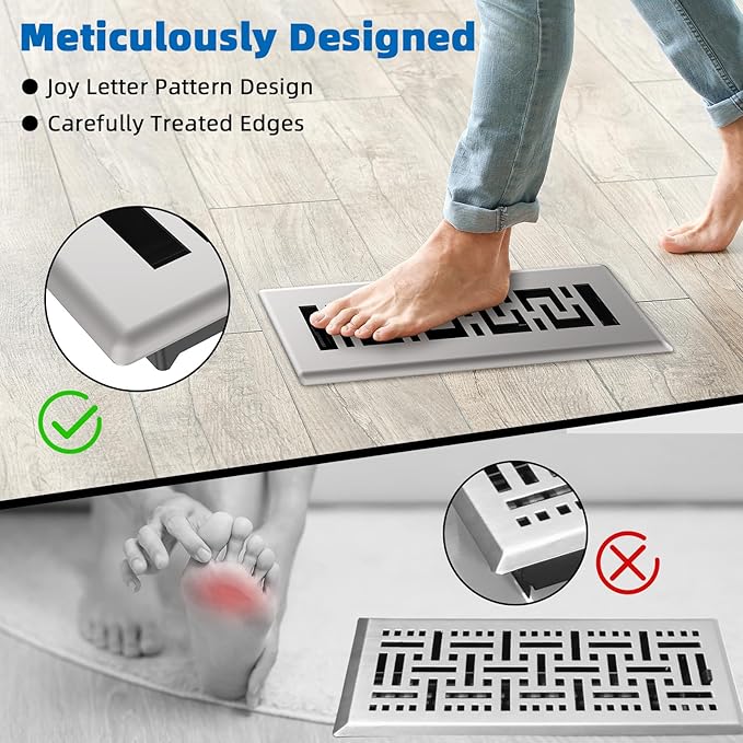 3 Pack Floor Register 2x10 Inches - Heavy Duty Walkable Steel Decorative Vent Covers for Home Floor Air Floor Vents Register Easy Adjust Air Flow with Scratch Resistant Finish