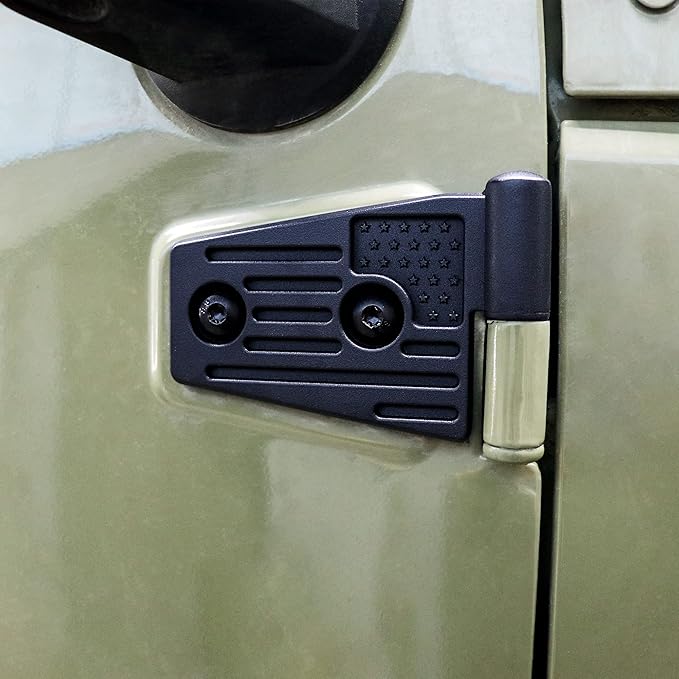 JK Door Hinges for Jeep, Replacement Original Factory Door Hinge Sleeve for 2007-2018 Jeep Wrangler JK JKU Rubicon Sahara Sports Accessories 4 Door, Aluminum, 8 Pcs, Black
