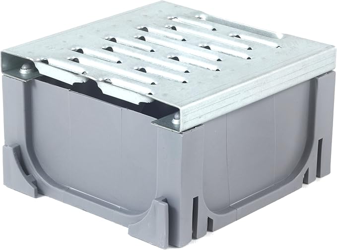 URA WATER - Four-Way Connector for Gray Plastic Drain with Galvanized Grate UA-100 Series