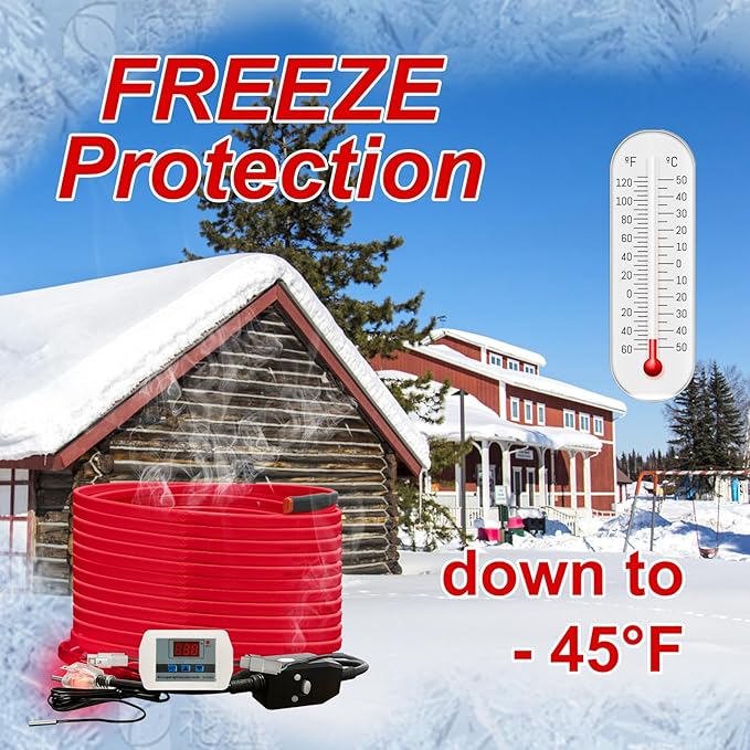 OEBLD Heat Tape for Water Pipes 9FT, Replaceable Smart Thermostat for Pipe Freeze Protection, Self-Regulating Roof Deicing Cable for Metal and Plastic Home Pipes, 110-120V