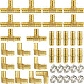 1/2 Inch PEX Fittings, No Lead Brass, 40-Piece Set (10 Tees, 10 Elbows, 10 Couplings, 10 Clamp Rings) for Hot & Cold Water, Compatible with PEX-A, B, C
