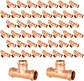 50-Pack GUOFIS Copper Press Tee,1" x 1"x 1" Tee Fittings for Copper Tube Connection with Stop(PRESS017-50Pack)