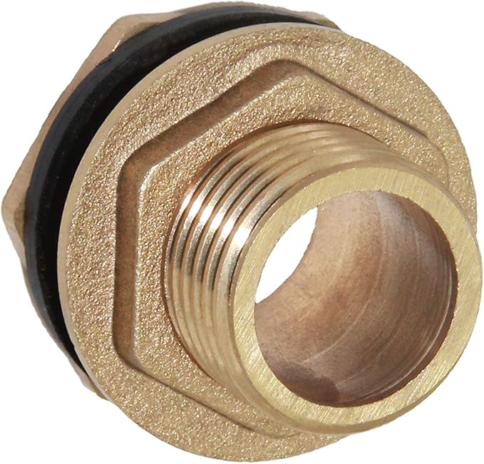 Joywayus 1" Male And No Female Inside Soild Brass Water Tank Connector Bulkhead Tank Fitting With Rubber Ring Stablizing