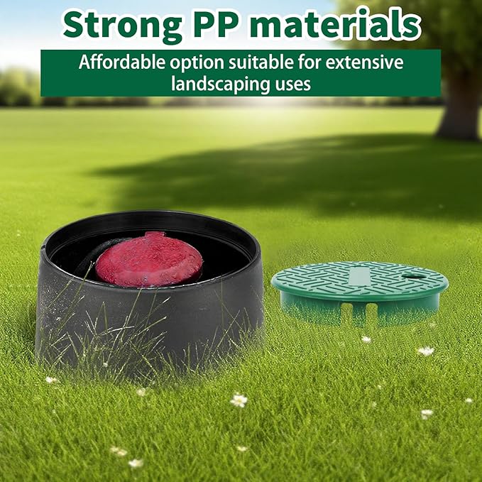 14 Sets PP Valve Boxes 6 in Anti Slip Sprinkler Valve Box Plastic Round Green and Black Irrigation Water Meter Box for Outdoor Yard Garden Farm Lawn Grassland Ground
