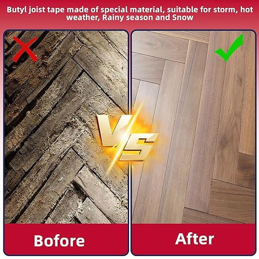 Deck Joist Tape 6" x 50', Butyl Tape for Deck Joists, Waterproof and Weather Resistant Self-Adhesive Joist Tape for Wood Beams and Joists, Anti-Corrosion Decking Tape