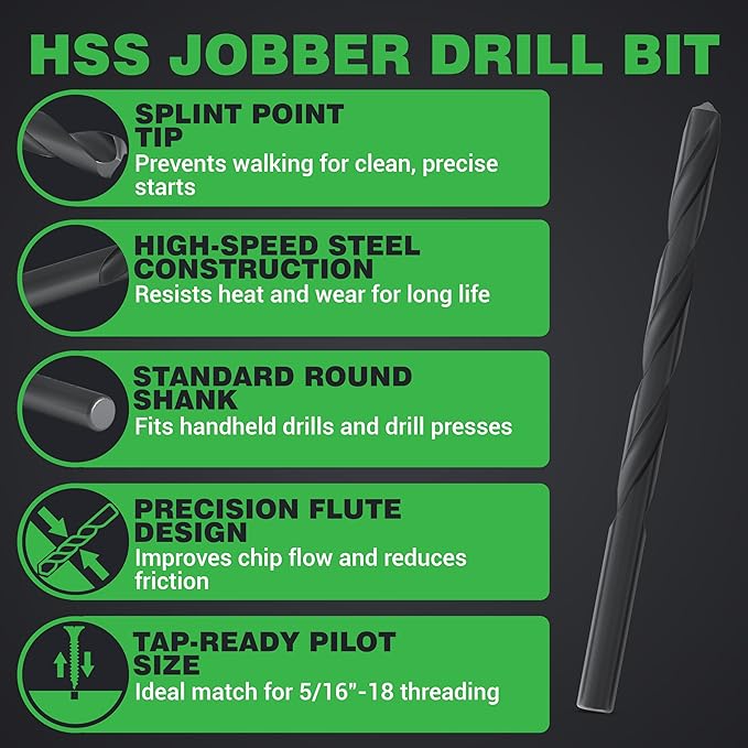 Hovr Solutions Aluminum Floating Shelf Installation Bit Pack with 1x17/64 Steel Drill Bit and 1x5/16 Tap Bit for Hovr Bracket System