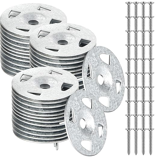 Fastener Kit Board Hardware Set, Includes 1-1/8 Inch Galvanized Steel Washers and Stainless Steel Screws for Fixing Fastening Installation(150 Pcs)