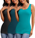 H HIAMIGOS Womens 3 Packs Long Tank Tops Stretchy Cotton Sleeveless Camisole Undershirts Layering Workout Yoga Camis