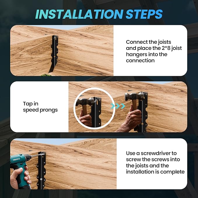 20 pcs 2x10 Joist Hangers Black Face Mount Joist Hangers , 2x10 Brackets Fits Truss Connectors,Rafter Hangers for Floor Deck and Ceiling Joists Q235B Steel Black Powder Coated