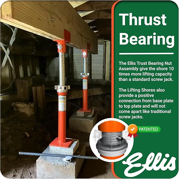 ELLIS Heavy-Duty Adjustable Steel Shore – Foundation Jack for Basement, Floor Leveling, and Concrete Bracing – 40,000 lb Safe Load Capacity – 31"-56" Adjustment