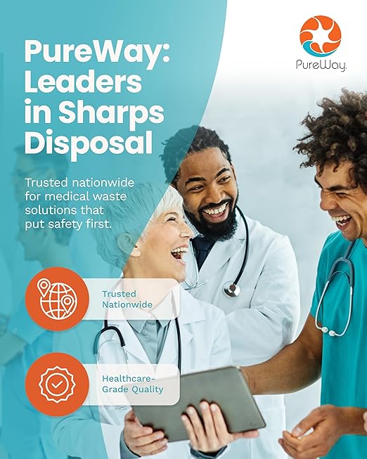 1.4 Quart MailBack Sharps Disposal Container – Secure Needle Box for Safe Medical Waste & Used Syringe Disposal | Sharps Container for Home Use, Travel, Clinics, and Professional Settings