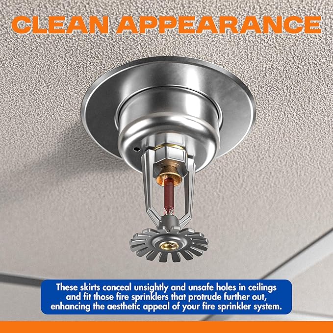 Fire Sprinkler Escutcheon Skirt, FLUSH Escutcheon Pendant Skirt Chrome Plated, Works with Standard 401 Style Cup, Short Cup, and Retrofit 2 Piece Cup, Fire Sprinkler Skirt - 12 PK