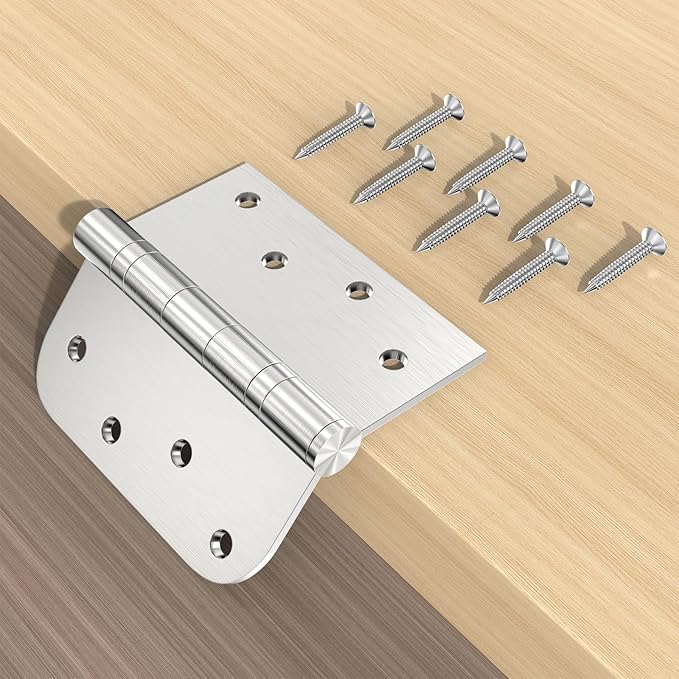 Hinge, 3 Pack Door Hinges Stainless Steel Hinges 4" Heavy Duty Ball Bearing Door Hinges with Square Rounded 5/8" Radius Corner Removable Pin Heavy Duty Hinges
