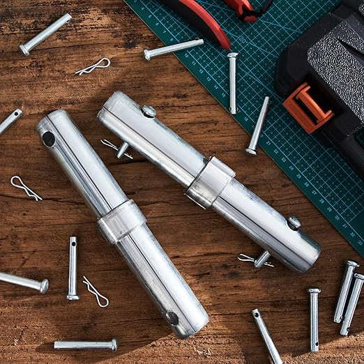 24 Pack Scaffolding Coupling Pin 9"L Heavy Duty Scaffolding Coupling Pin with 1" Collar and 48 Spring Retainers Locking Pins Scaffold Connecting Rod Accessories(1-3/8"od)