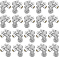 20-PCs HeSun Quarter-Turn Compression Angle Valve, 1/2" Nominal (5/8"OD) x 3/8" OD x 3/8" OD, Dual Compression Outlet Shut Off Valve, Chrome Plated Brass(VALVE206-20)