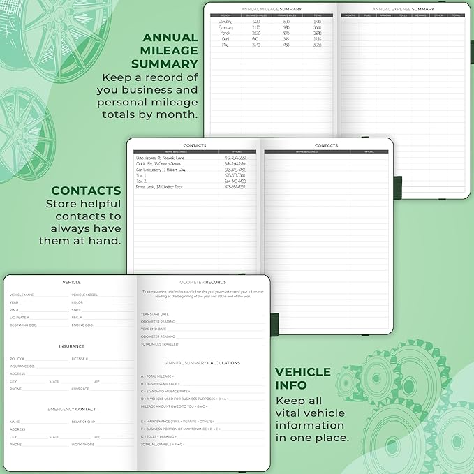 Clever Fox Auto Mileage Log Book – Vehicle Logbook with Mileage, Expense, Gas Consumption & Lubrication Trackers – Driving Logger for Car Records – A5 Size, 1,674 Mileage Entries (Forest Green)