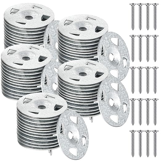 Fastener Kit Board Hardware Set, Includes 1-1/8 Inch Galvanized Steel Washers and Stainless Steel Screws for Fixing Fastening Installation(400 Pcs)