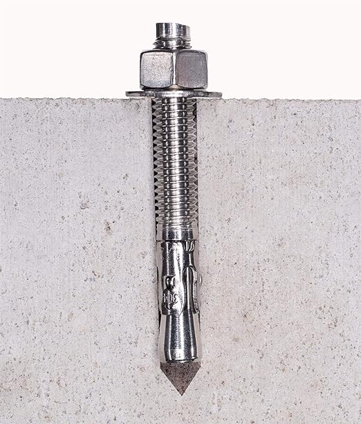 Bolt Dropper 1/2" x 3-3/4" Wedge Anchor (5 Pack), 18-8 (304) Stainless Steel Corrosion Resistance Commercial Grade Washers and Nuts Included
