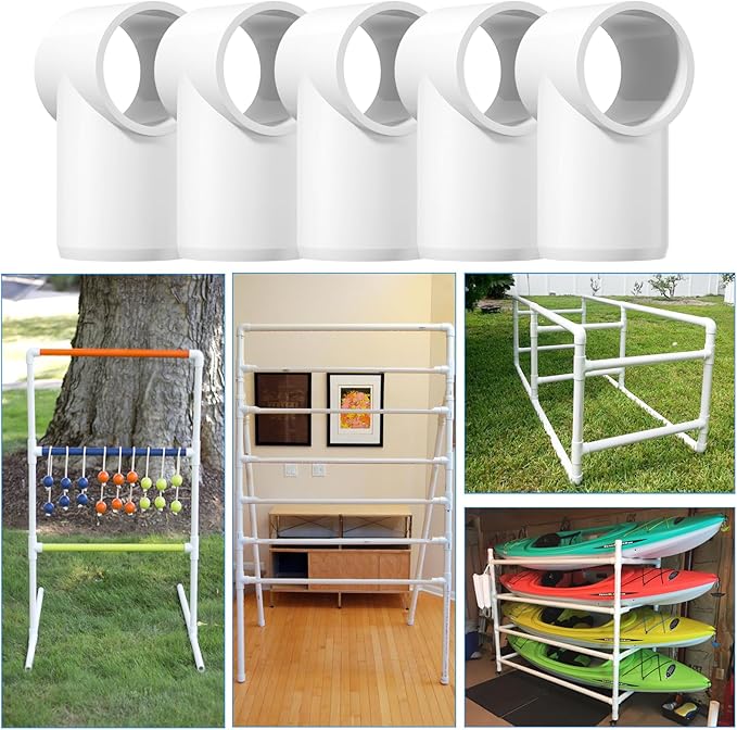 3/4" Adjustable PVC Fittings 3 Way, 18PCS Furniture Grade PVC Pipe Connector, 1Inch Slip Sling Tee Pipe Fitting for DIY Furniture Structure and Frame, Water Supply, Garden Shelf Greenhouse