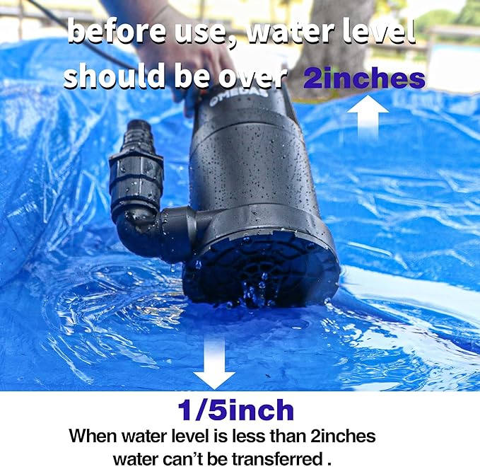 MEDAS Portable Sump Pump for Swimming Pool, Garden Pond, Basement Water Removal with 10ft Power Cord 1HP