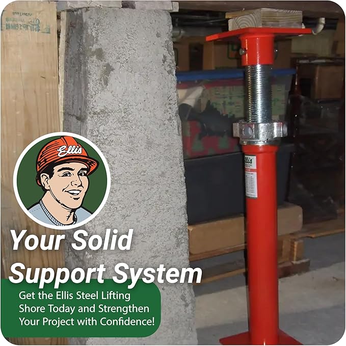ELLIS Heavy-Duty Adjustable Steel Shore – Foundation Jack for Basement, Floor Leveling, and Concrete Bracing – 40,000 lb Safe Load Capacity – 31"-56" Adjustment