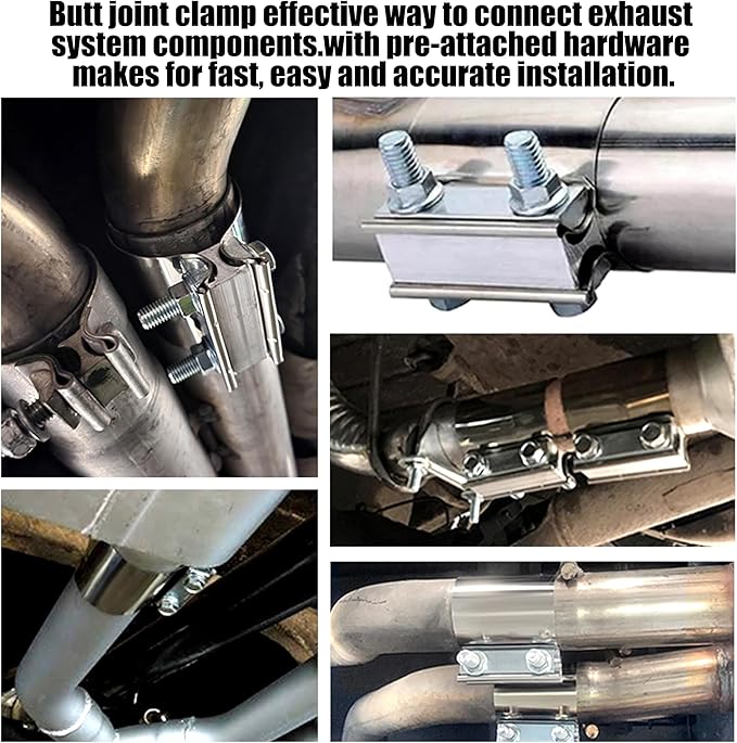 2.75 Inch Exhaust Clamp,2 3/4 In Butt Joint Exhaust Muffler Pipe Band Clamp Sleeve Coupler Stainless Steel(2PCS)