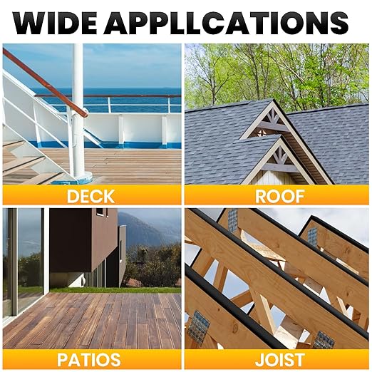 ADHES Deck Joist Tape, 2" x 50' + 4" x 50', Weather Resistance & Waterproof Butyl Joist Tape for Decking, Deck Flashing Tape, Ideal for Wood Decks Beams Roof, Outdoor Construction Use