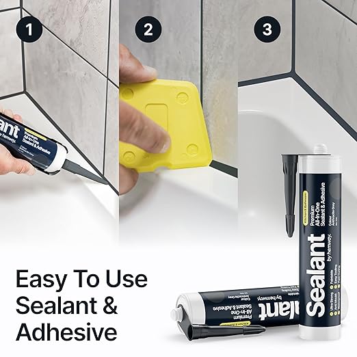 Anthracite Grey Kitchen Bathroom Hybrid Polymer Sealant Adhesive 13.1oz All in One Waterproof Weatherproof Joint Paintable Indoor Outdoor Bath Shower Sink Window Board Door RV Roof Wood - 1 Pack