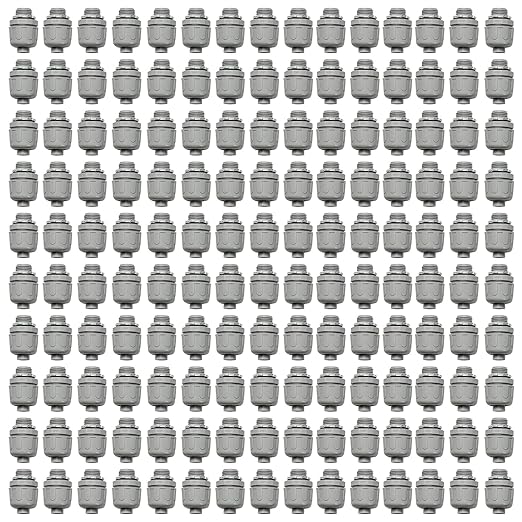 Conduit Connectors, 1/2 Inch Liquid Tight Connector NPT Non-Metallic for PVC Electrical Flexible Conduit Fittings, 180 Degree Straight, UL Listed for Home Outdoor Tubes Tools, Grey (150-Pack)