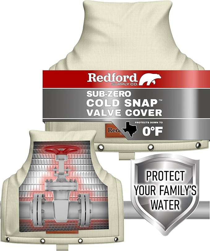 Redford Supply Co. Cold Snap (0°F) Backflow Preventer Insulation Cover, 14"W x 13"H, Pipe Insulation, Water Sprinkler Covers for Outside, Sprinkler Backflow Cover for Winter, Well Pump Bag (Beige)