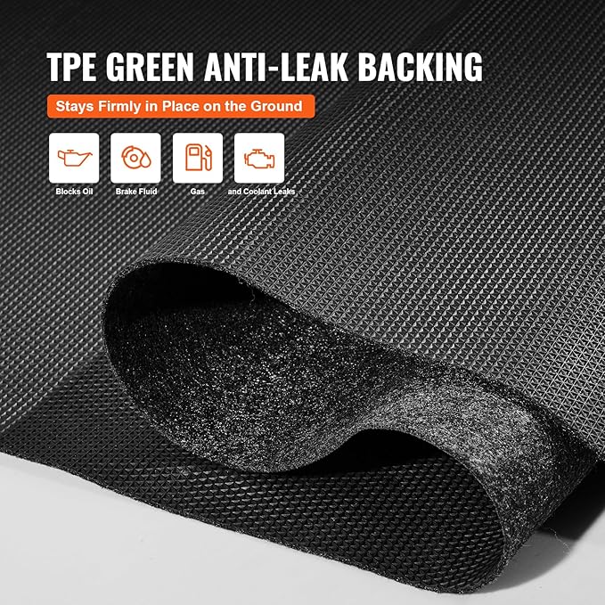 VEVOR Garage Floor Mat, 8'10"x22' Waterproof Protection from Water,Snow, Rain,Mud and Oil for Cars, Non-slip Heavy Duty Containment Mat with TPE Anti-Leak Backing & Easy to Clean & Cuttable