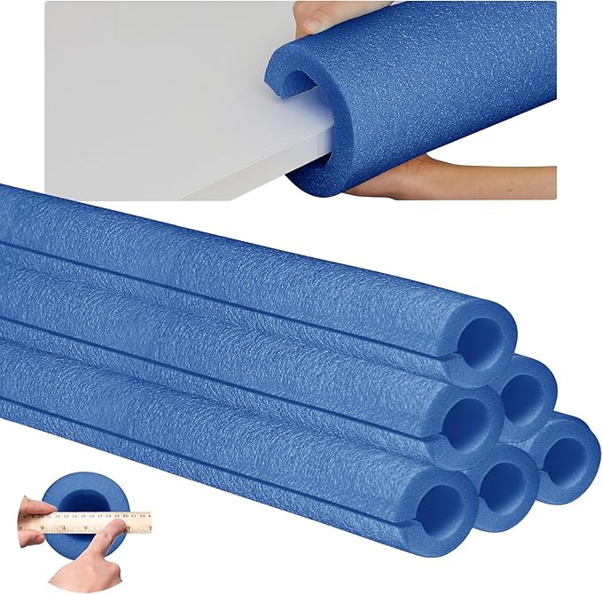 Hanaive 6 Pcs 40 x 4.1 Inch Jumbo Pool Noodles Pre Slit Clamp Foam Protection Insulation Tubes for Padding Large Foam Tube for Swimming Floating Craft Projects Padding Bumper(Blue)