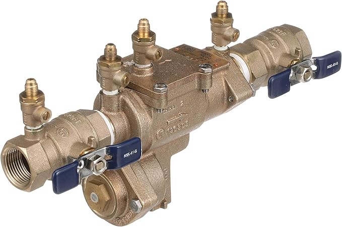 Febco LF860 Series 1" Lead-Free Bronze Reduced Pressure Zone Backflow Preventer Assembly, Quarter Turn Shutoff, Small Diameter, Spring-Loaded Check Valves, Water Line and Irrigation System